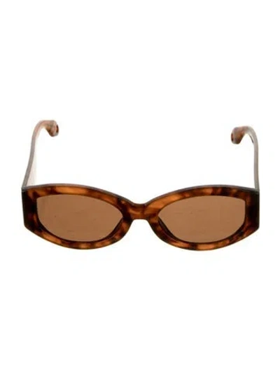 Pre-owned Elisa Johnson Narrow Tinted Sunglasses In Brown