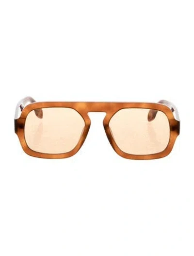 Pre-owned Elisa Johnson Oversize Gradient Sunglasses In Brown