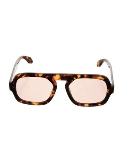 Pre-owned Elisa Johnson Oversize Tinted Sunglasses In Brown