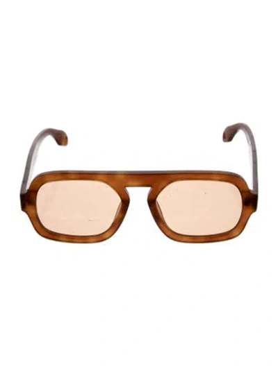 Pre-owned Elisa Johnson Oversize Tinted Sunglasses In Neutrals