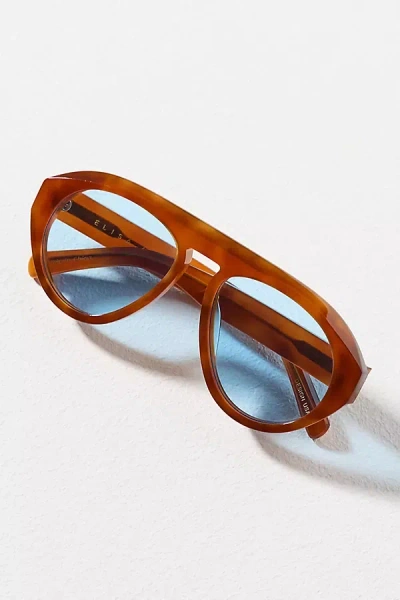 Elisa Johnson Oversized Aviator Sunglasses In Brown