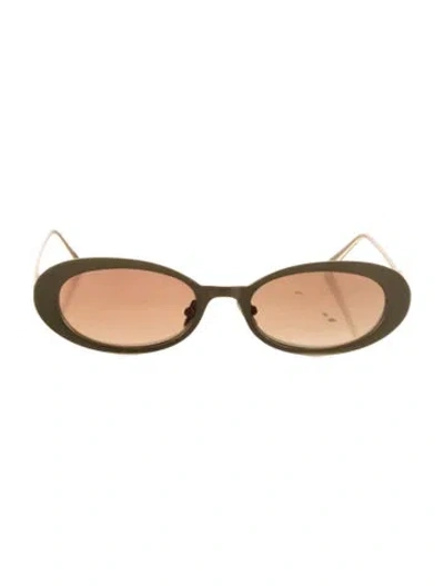 Pre-owned Elisa Johnson Round Tinted Sunglasses In Brown