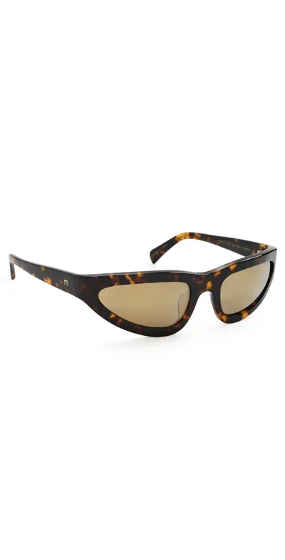 Elisa Johnson Sham Sunglasses Brown Tort Gold Mirror Lens