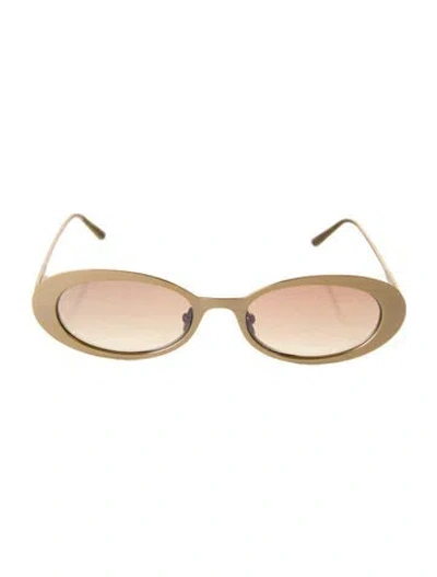 Pre-owned Elisa Johnson Shield Tinted Sunglasses In Gold