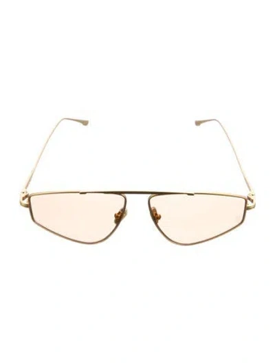 Pre-owned Elisa Johnson Shield Tinted Sunglasses In Gold