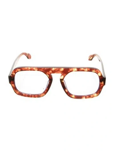 Pre-owned Elisa Johnson Square Clear Sunglasses In Brown
