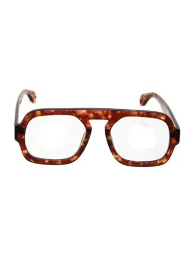 Pre-owned Elisa Johnson Square Eyeglasses In Brown