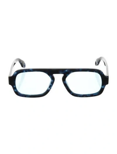 Pre-owned Elisa Johnson Square Mirrored Sunglasses In Blue