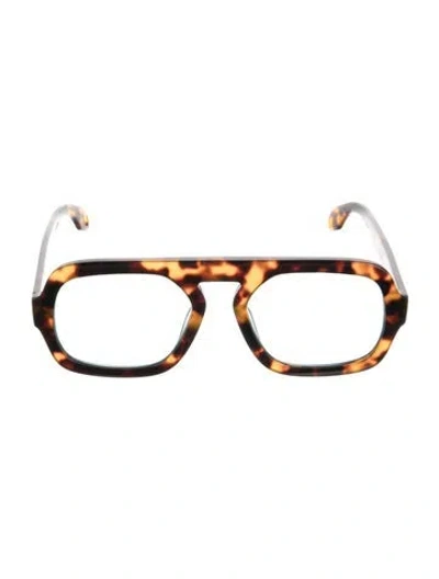 Pre-owned Elisa Johnson Square Mirrored Sunglasses In Brown
