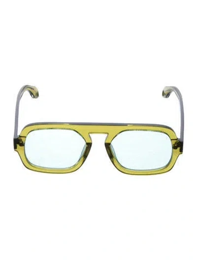 Pre-owned Elisa Johnson Square Tinted Sunglasses In Blue/green