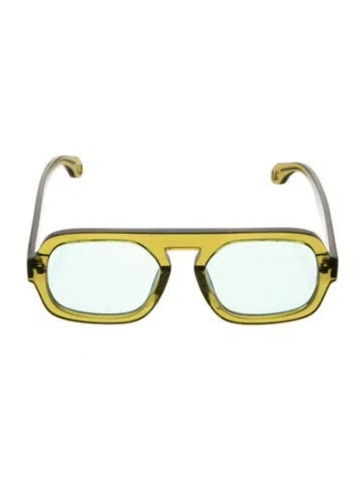 Pre-owned Elisa Johnson Square Tinted Sunglasses In Blue/green