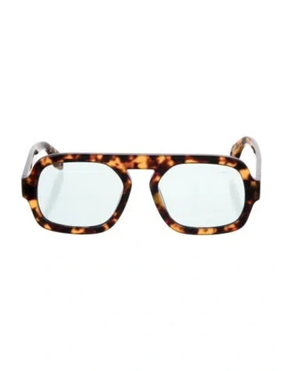 Pre-owned Elisa Johnson Square Tinted Sunglasses In Brown
