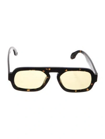 Pre-owned Elisa Johnson Square Tinted Sunglasses In Brown