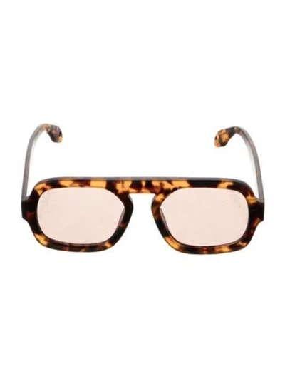 Pre-owned Elisa Johnson Square Tinted Sunglasses In Brown