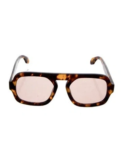 Pre-owned Elisa Johnson Square Tinted Sunglasses In Brown