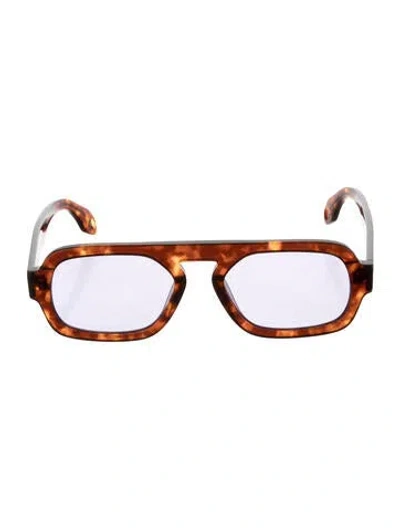 Pre-owned Elisa Johnson Square Tinted Sunglasses In Brown