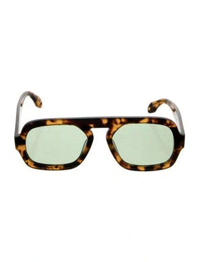 Pre-owned Elisa Johnson Square Tinted Sunglasses In Brown