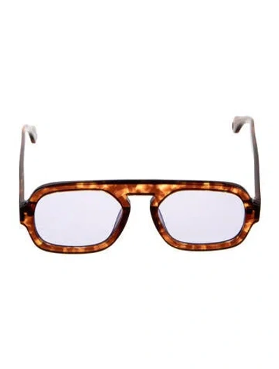 Pre-owned Elisa Johnson Square Tinted Sunglasses In Brown