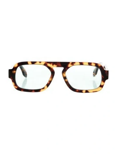 Pre-owned Elisa Johnson Square Tinted Sunglasses In Brown