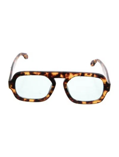 Pre-owned Elisa Johnson Square Tinted Sunglasses In Brown