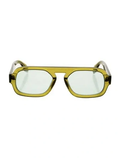 Pre-owned Elisa Johnson Square Tinted Sunglasses In Clear/green