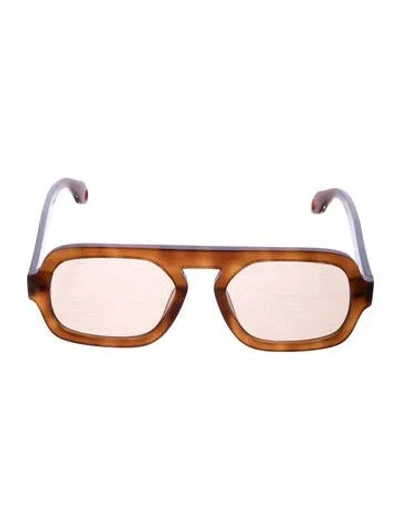 Pre-owned Elisa Johnson Wayfarer Tinted Sunglasses In Brown
