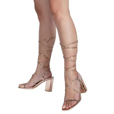 Elisabet Tang Women's Lace Up Heeled Sandals In Rose Gold In Multi