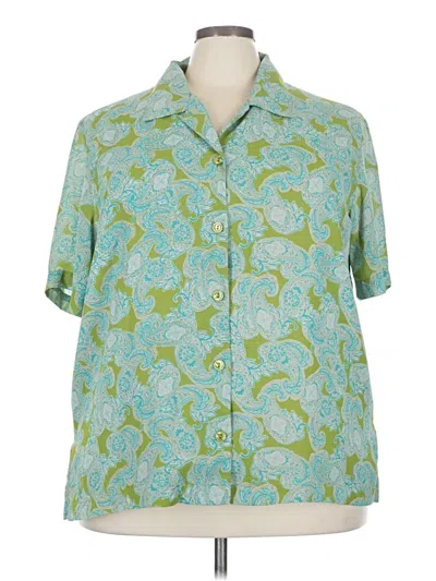 Pre-owned Elisabeth By Liz Claiborne Short Sleeve Blouse In Green
