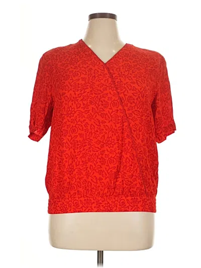 Pre-owned Elisabeth By Liz Claiborne Short Sleeve Blouse In Red