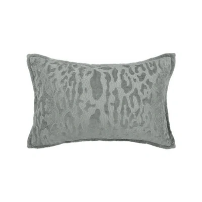 Elisabeth York Avon Embroidered Tone On Tone Cotton Velvet Decorative Throw Pillow In Gray