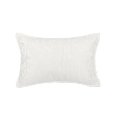 Elisabeth York Avon Embroidered Tone On Tone Cotton Velvet Decorative Throw Pillow In White