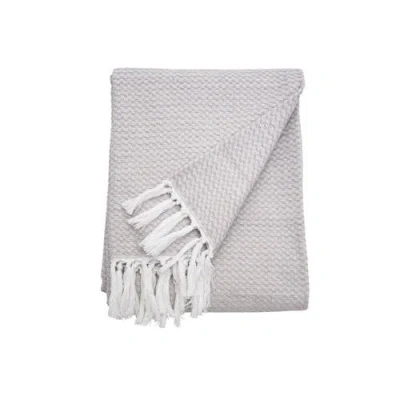 Elisabeth York Blythe Natural 50" X 70" Throw Blanket In Gray