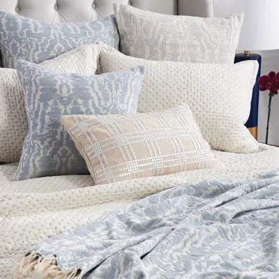 Elisabeth York Devi Noelle Fog Fringe Throw Blanket In Blue;beige