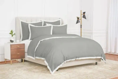 Elisabeth York Digby Bed 100% Cotton Queen Duvet Cover In Gray