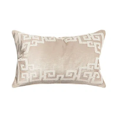 Elisabeth York Gaia Dimensional Greek Key Solid Natural Tan Cotton Decorative Throw Pillow, 14" X 22 In Brown