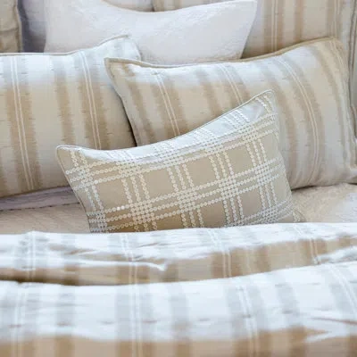 Elisabeth York Geometric Natural Tan Sequined Cotton Decor Throw Pillow Cover And Insert Set
