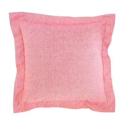 Elisabeth York Hemstitch Solid Red Cotton Decor Throw Pillow Cover And Insert Set