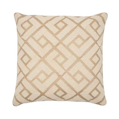 Elisabeth York Junia Geometric Diamond Natural Tan Cotton Decor Throw Pillow