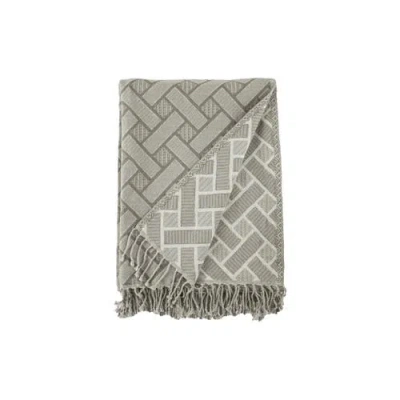 Elisabeth York Leighton W Fringe 100% Cotton Blanket 70" X 70" In Gray