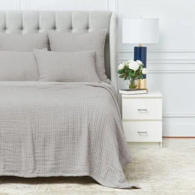 Elisabeth York Lida Ash 100% Cotton Queen Bed Coverlet In Gray