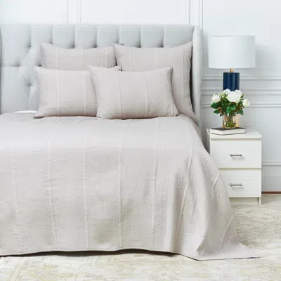 Elisabeth York Nunzia Oyster Cotton Full/queen Bed Quilt In Silver