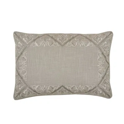 Elisabeth York Rhea Floral Solid Gray Cotton Decor Throw Pillow, 14" X 22"
