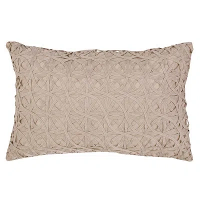 Elisabeth York Ribbon Mesh Solid Polyester Decor Throw Pillow In Sandstone
