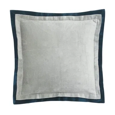 Elisabeth York Sancia Solid Silver Gray With Trim Velvet Decor Throw Pillow Cover And Insert Set