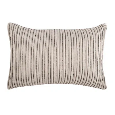 Elisabeth York Striped Natural Tan Beaded Cotton Decor Throw Pillow Cover And Insert Set