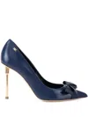 Elisabetta Franchi 100mm Bow-detail Pumps In Blue