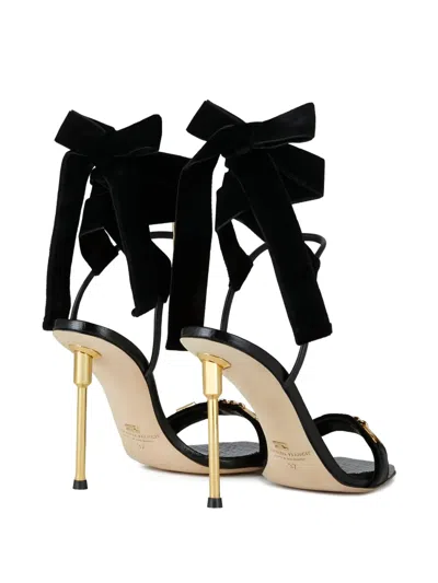 Elisabetta Franchi 100mm Chain Bow Heeled Sandals In Black
