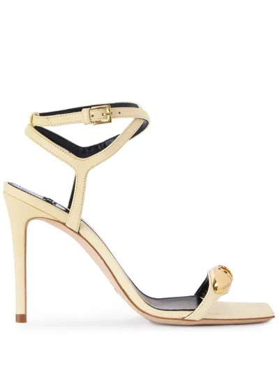 Elisabetta Franchi 100mm Leather Sandals In Gold