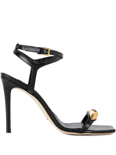 Elisabetta Franchi 100mm Plaque-embellished Ankle-strap Sandals In Black