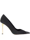 Elisabetta Franchi 100mm Sculpted Heel Leather Pumps In Black